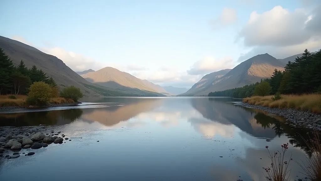 Serene lakeside landscape in Connemara